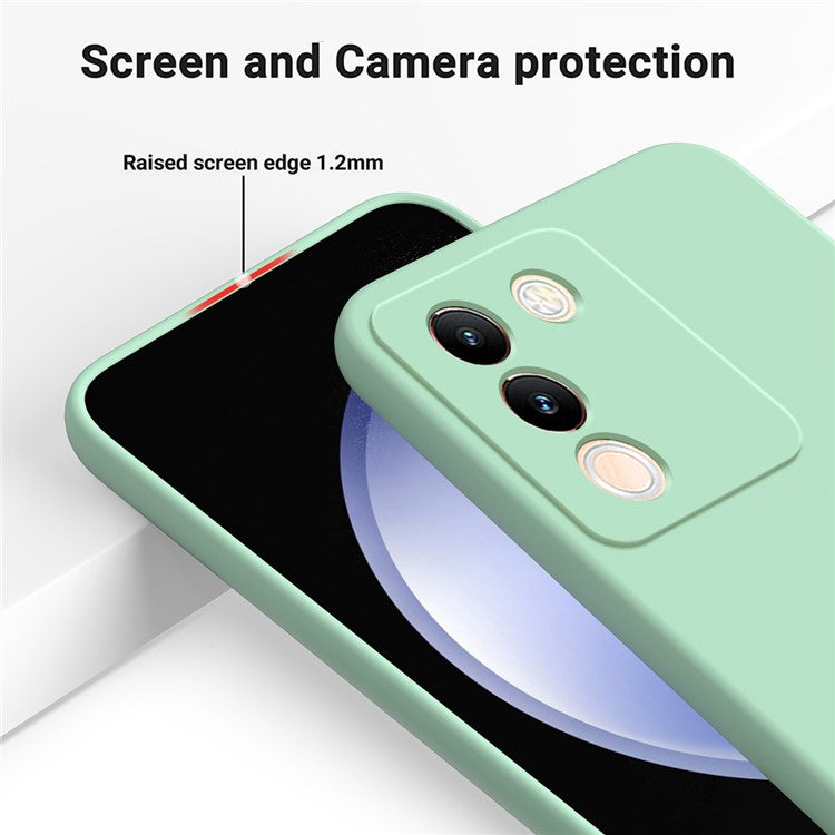 For vivo Y200 (India) 5G Case Soft Lining Anti-scratch Liquid Silicone Cover with Strap - Green