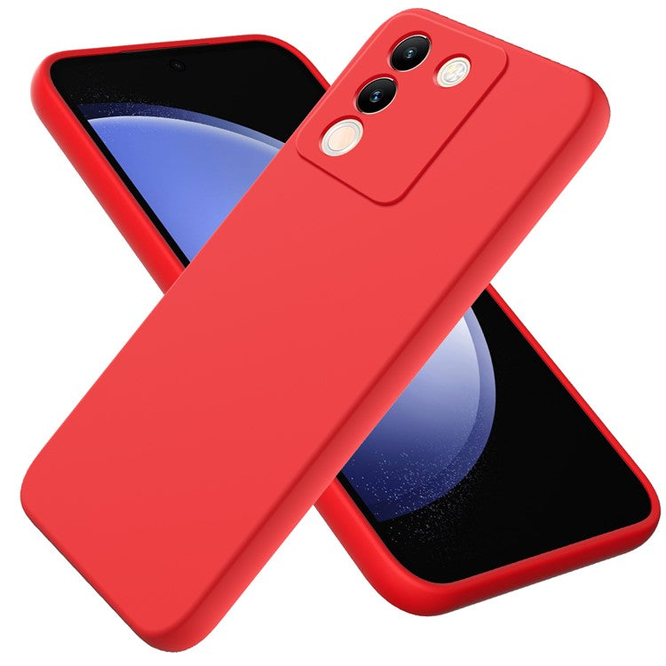 For vivo Y200 (India) 5G Case Soft Lining Anti-scratch Liquid Silicone Cover with Strap - Red