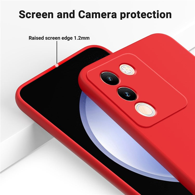 For vivo Y200 (India) 5G Case Soft Lining Anti-scratch Liquid Silicone Cover with Strap - Red