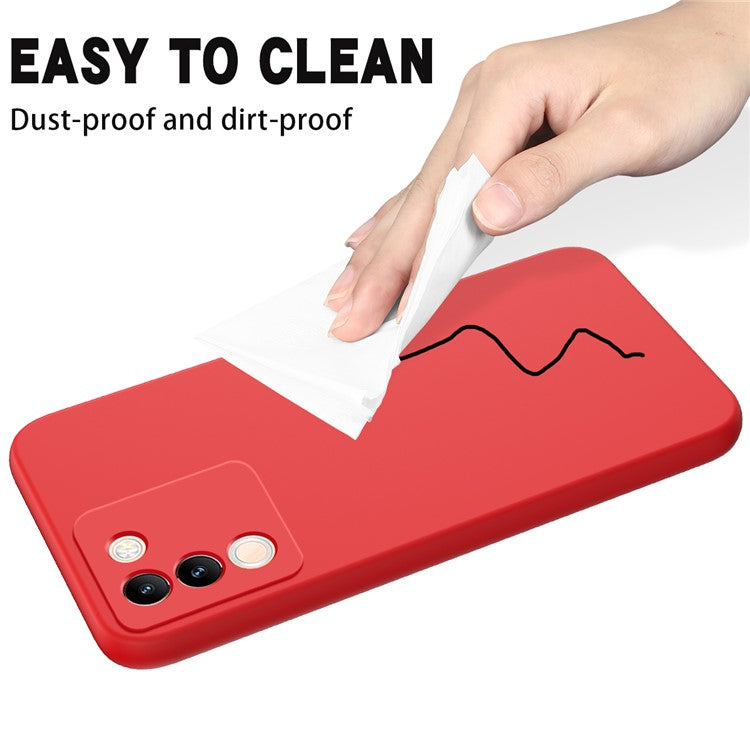 For vivo Y200 (India) 5G Case Soft Lining Anti-scratch Liquid Silicone Cover with Strap - Red