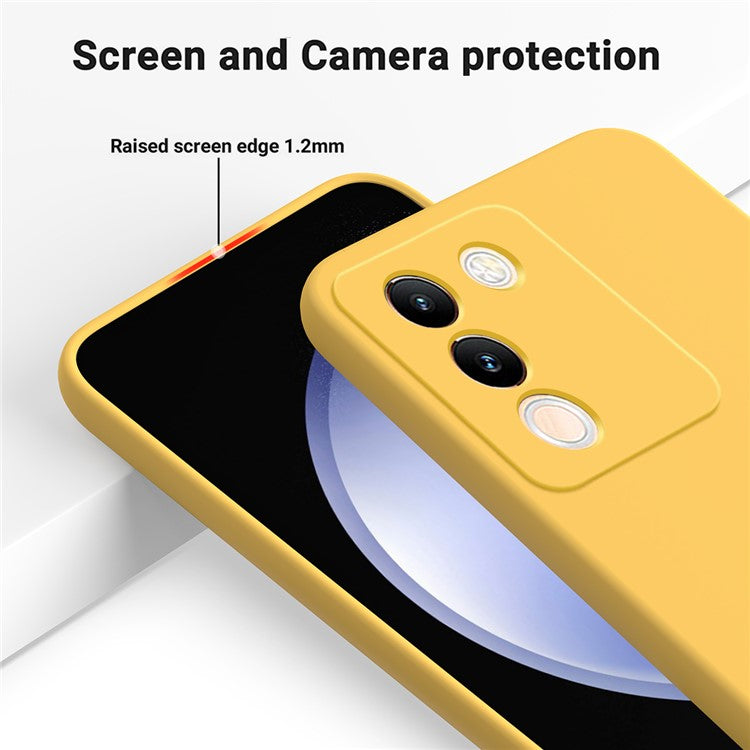 For vivo Y200 (India) 5G Case Soft Lining Anti-scratch Liquid Silicone Cover with Strap - Yellow