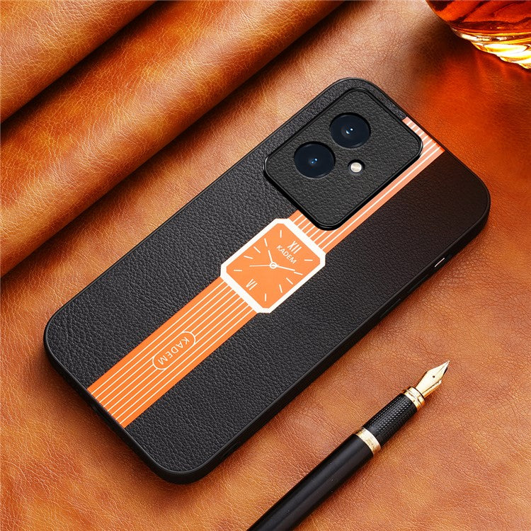 KADEM For Honor 100 5G Cover Electroplated Leather+Acrylic+TPU Cell Phone Case - Orange