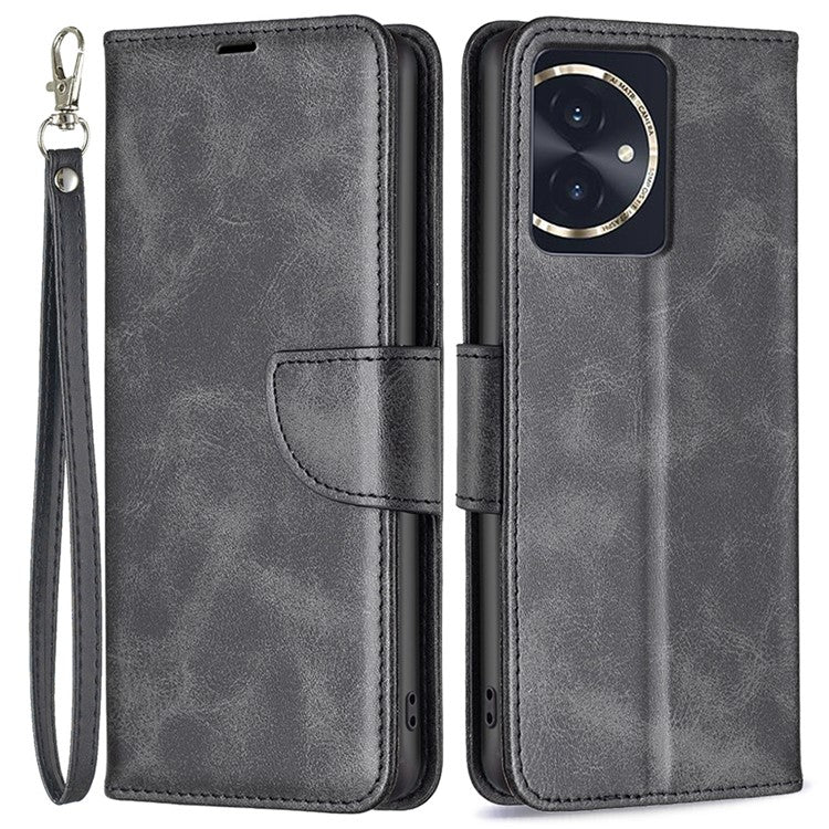 For Honor 100 5G Cell Phone Case PU Leather Wallet Anti-drop Shell with Stand - Black