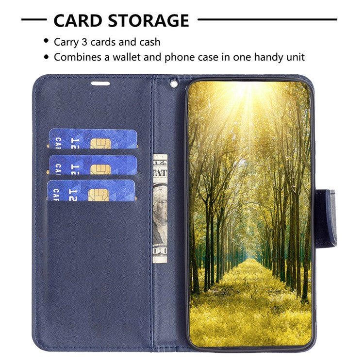 For Honor 100 5G Cell Phone Case PU Leather Wallet Anti-drop Shell with Stand - Blue