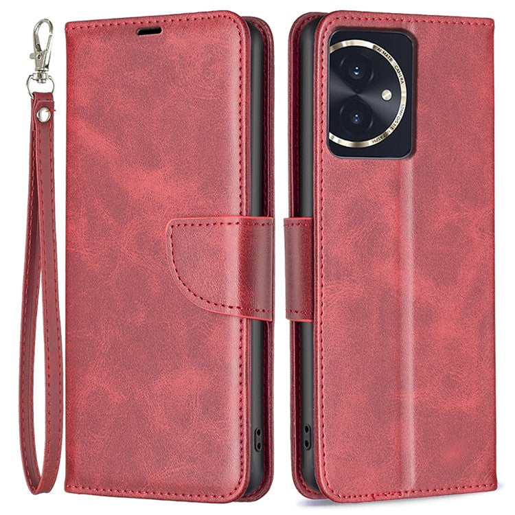 For Honor 100 5G Cell Phone Case PU Leather Wallet Anti-drop Shell with Stand - Red