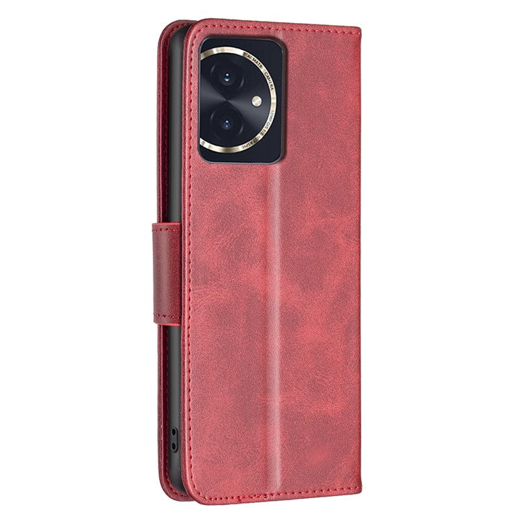 For Honor 100 5G Cell Phone Case PU Leather Wallet Anti-drop Shell with Stand - Red