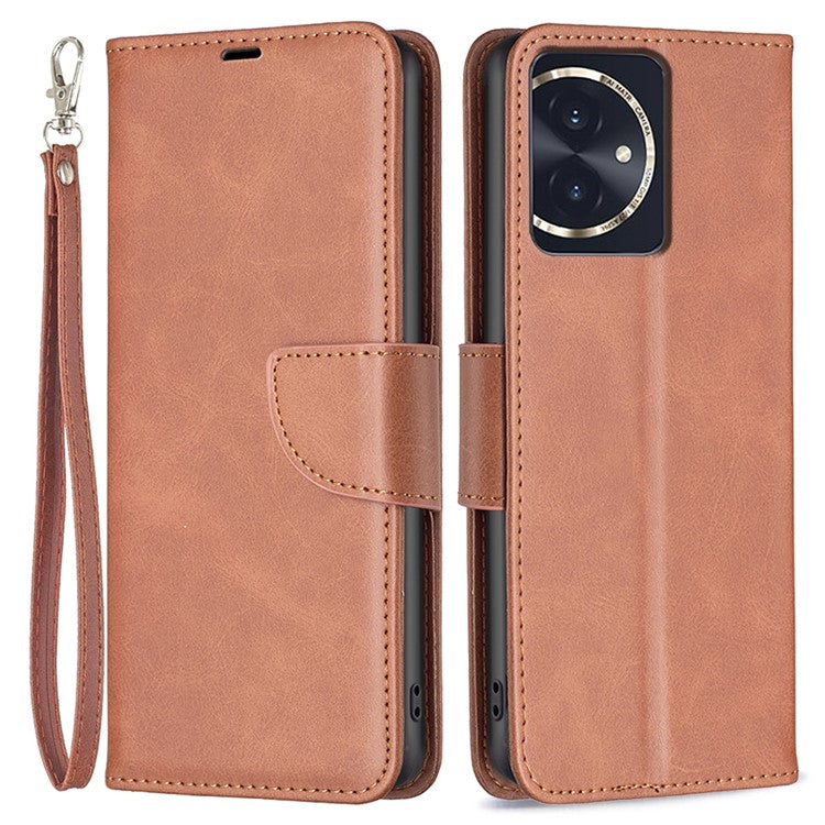 For Honor 100 5G Cell Phone Case PU Leather Wallet Anti-drop Shell with Stand - Brown