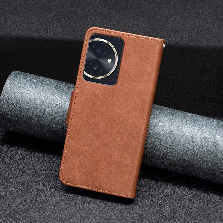 For Honor 100 5G Cell Phone Case PU Leather Wallet Anti-drop Shell with Stand - Brown