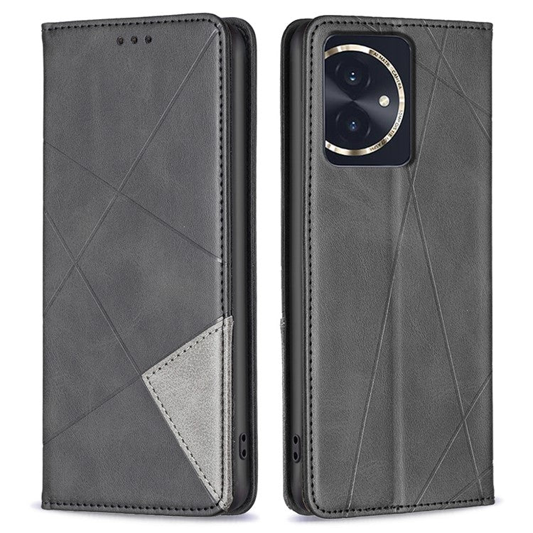 For Honor 100 5G Cell Phone Case Shockproof PU Leather Card Holder Cover - Black