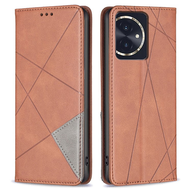 For Honor 100 5G Cell Phone Case Shockproof PU Leather Card Holder Cover - Brown