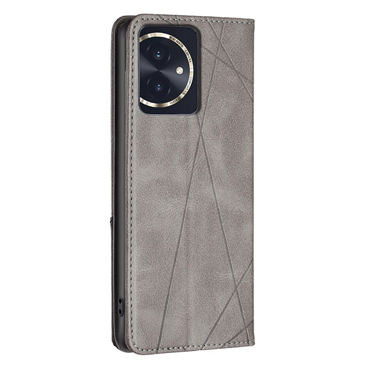 For Honor 100 5G Cell Phone Case Shockproof PU Leather Card Holder Cover - Grey