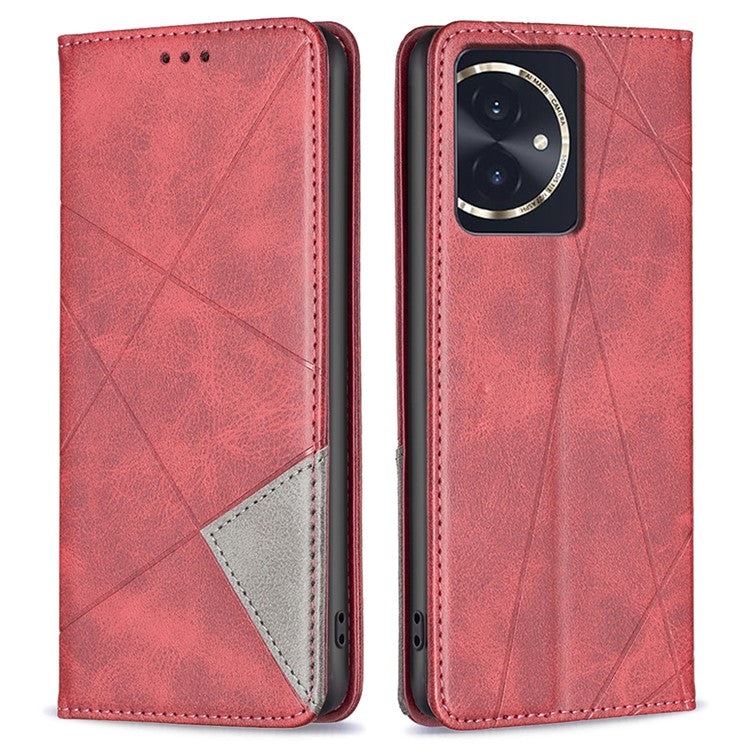 For Honor 100 5G Cell Phone Case Shockproof PU Leather Card Holder Cover - Red