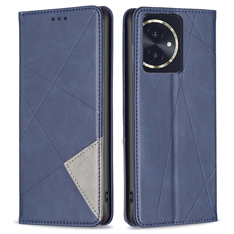 For Honor 100 5G Cell Phone Case Shockproof PU Leather Card Holder Cover - Blue