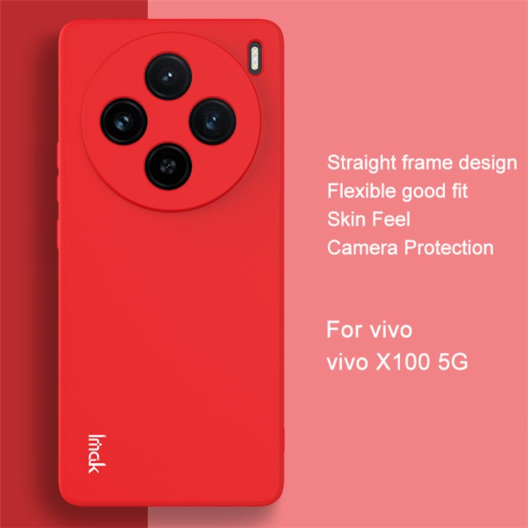 IMAK UC-4 Series for vivo X100 5G Case Straight Edge Anti-scratch TPU Phone Cover - Red