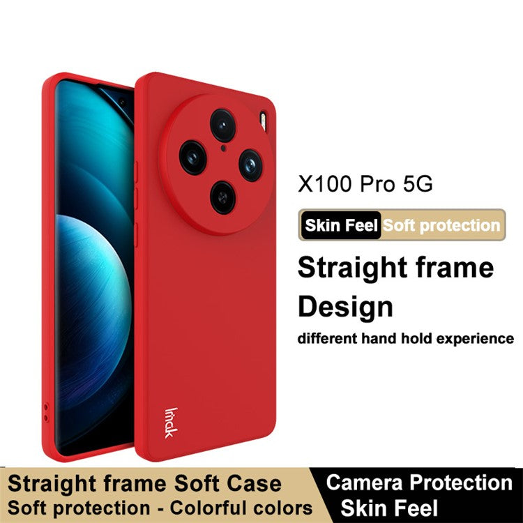 IMAK UC-4 Series for vivo X100 Pro 5G TPU Case Straight Edge Protective Phone Cover - Red