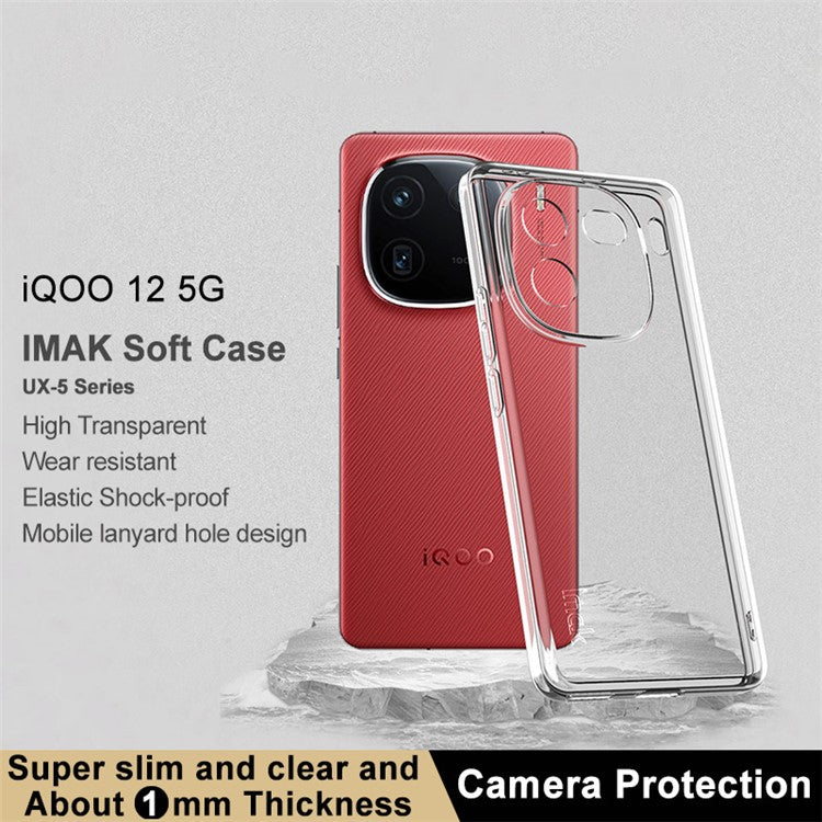 IMAK UX-5 Series for vivo iQOO 12 5G TPU Case Anti-scratch Phone Cover (Slim Style)