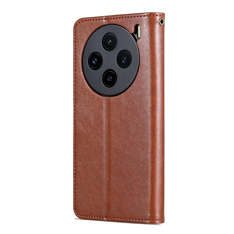 AZNS For vivo X100 5G Case PU Leather Phone Cover with Wallet Stand - Brown