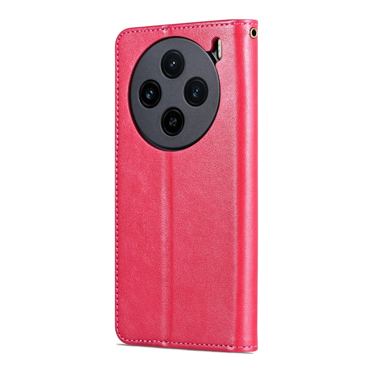 AZNS For vivo X100 5G Case PU Leather Phone Cover with Wallet Stand - Red