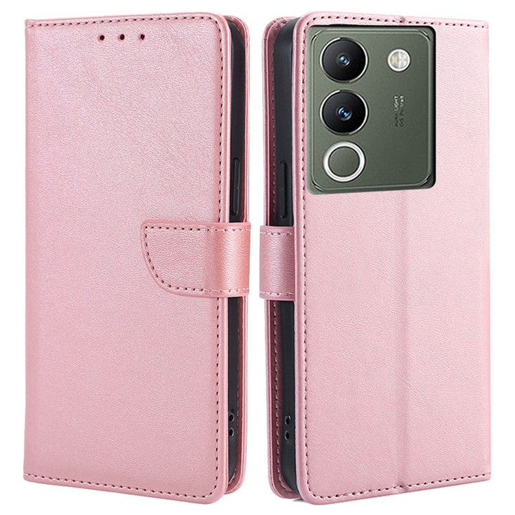 For vivo V29e (Global) 5G Case Magnetic Clasp Leather Phone Wallet Cover - Rose Gold