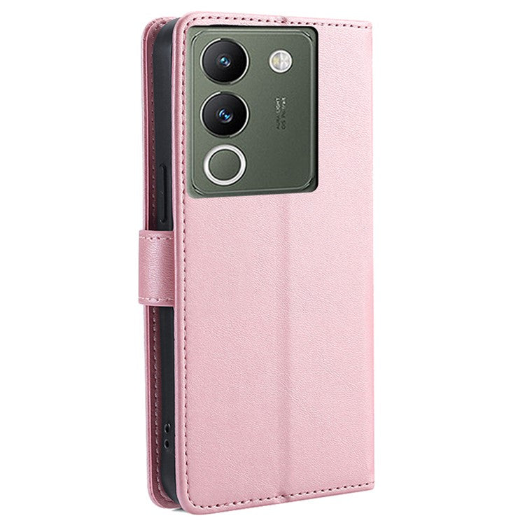 For vivo V29e (Global) 5G Case Magnetic Clasp Leather Phone Wallet Cover - Rose Gold