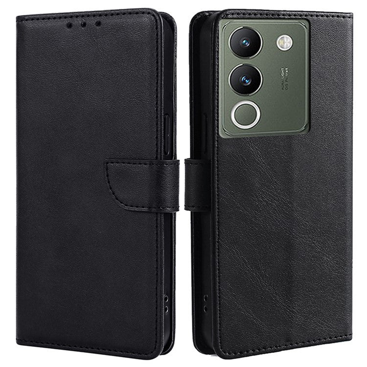 For vivo V29e (Global) 5G Case Magnetic Clasp Leather Phone Wallet Cover - Black