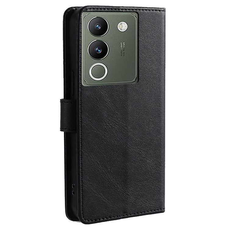 For vivo V29e (Global) 5G Case Magnetic Clasp Leather Phone Wallet Cover - Black