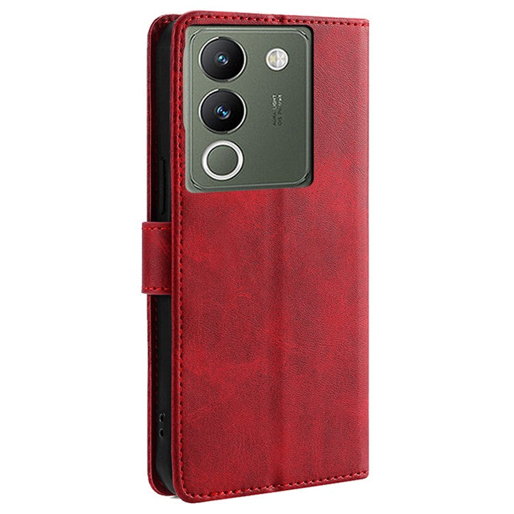 For vivo V29e (Global) 5G Case Magnetic Clasp Leather Phone Wallet Cover - Red