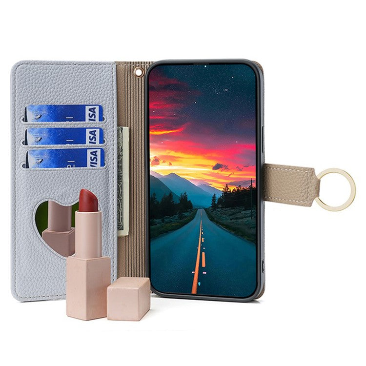 For vivo V29e (Global) 5G Case Zipper Pockets Leather Phone Cover with Strap - Blue