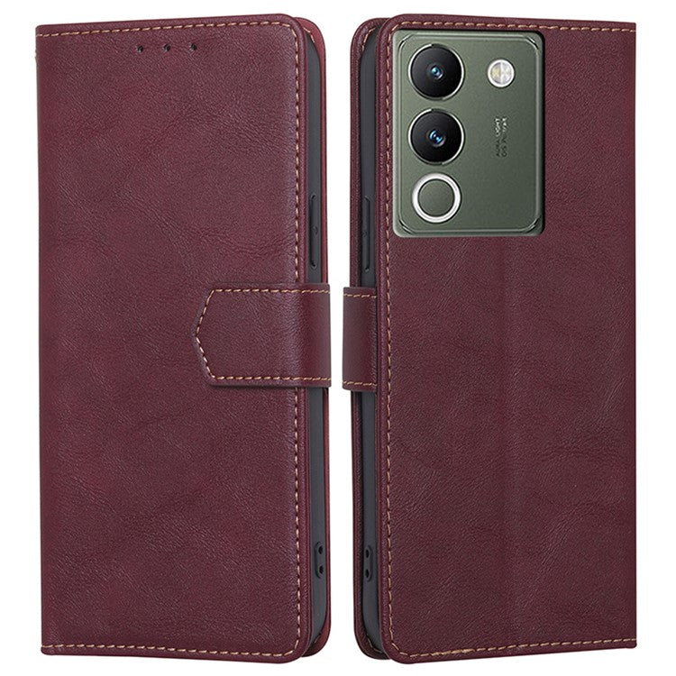 For vivo V29e (Global) 5G Case RFID Blocking Wallet Phone Leather Cover - Wine Red