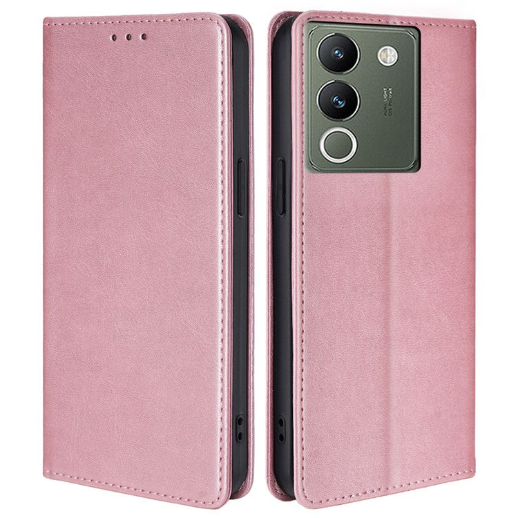 For vivo V29e (Global) 5G Case Full Protection Phone Cover with Wallet Stand - Rose Gold