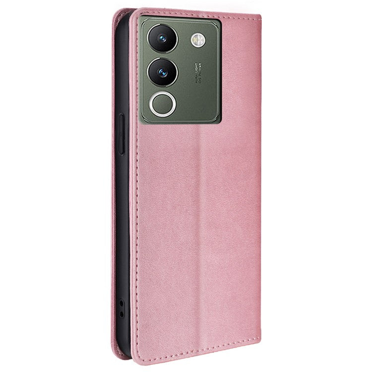 For vivo V29e (Global) 5G Case Full Protection Phone Cover with Wallet Stand - Rose Gold