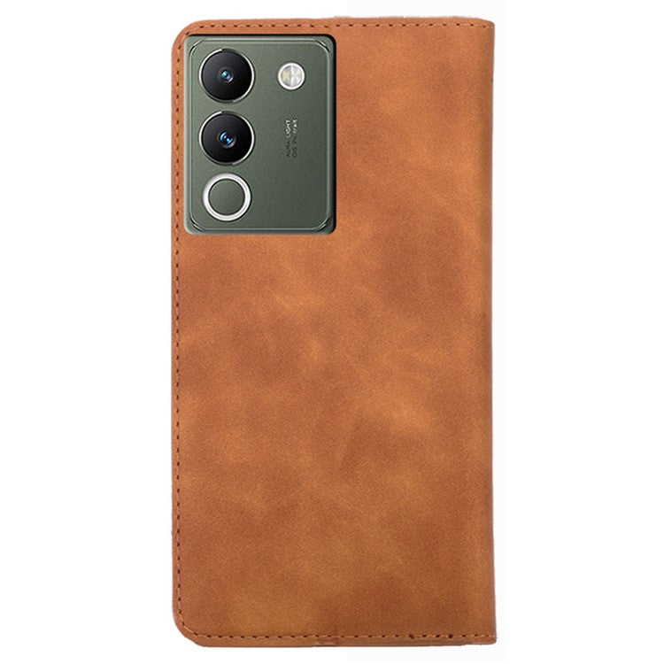 For vivo V29e (Global) 5G Case Leather Phone Cover with Card Holder - Light Brown