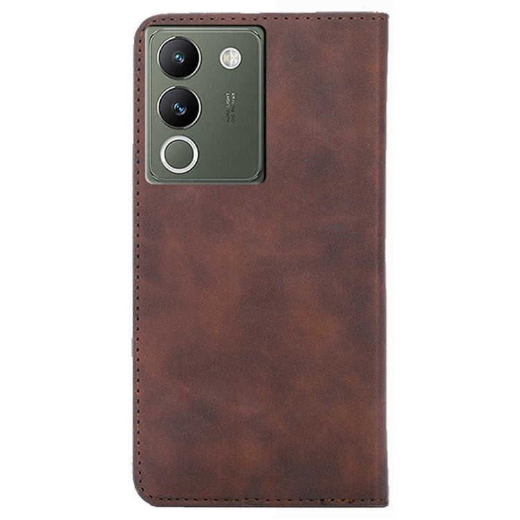 For vivo V29e (Global) 5G Case Leather Phone Cover with Card Holder - Dark Brown