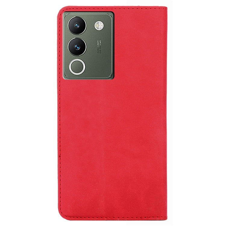 For vivo V29e (Global) 5G Case Leather Phone Cover with Card Holder - Red