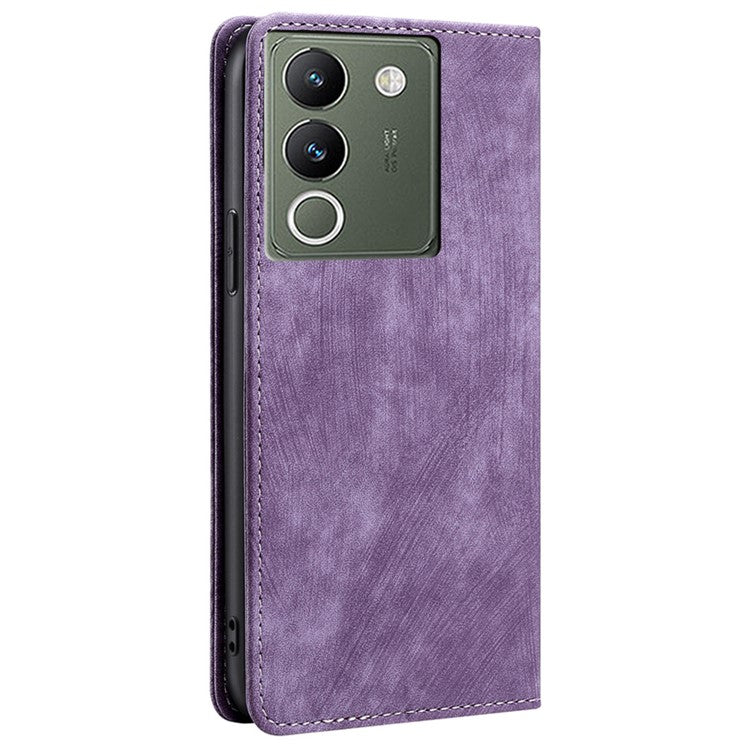 For vivo V29e (Global) 5G Leather Case RFID Blocking Phone Stand Cover - Purple