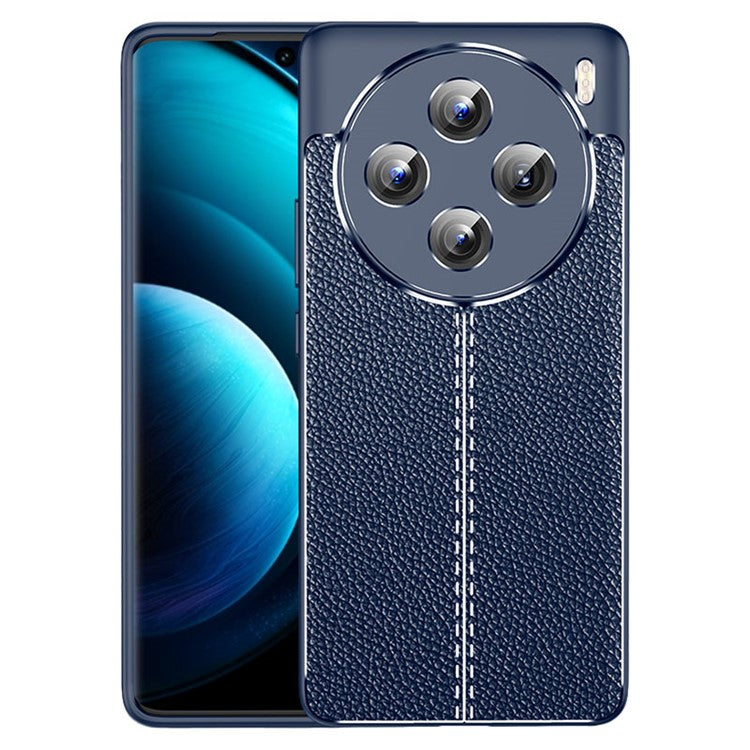 For vivo X100 5G Case Shockproof Litchi Texture TPU Mobile Phone Shell Cover - Blue