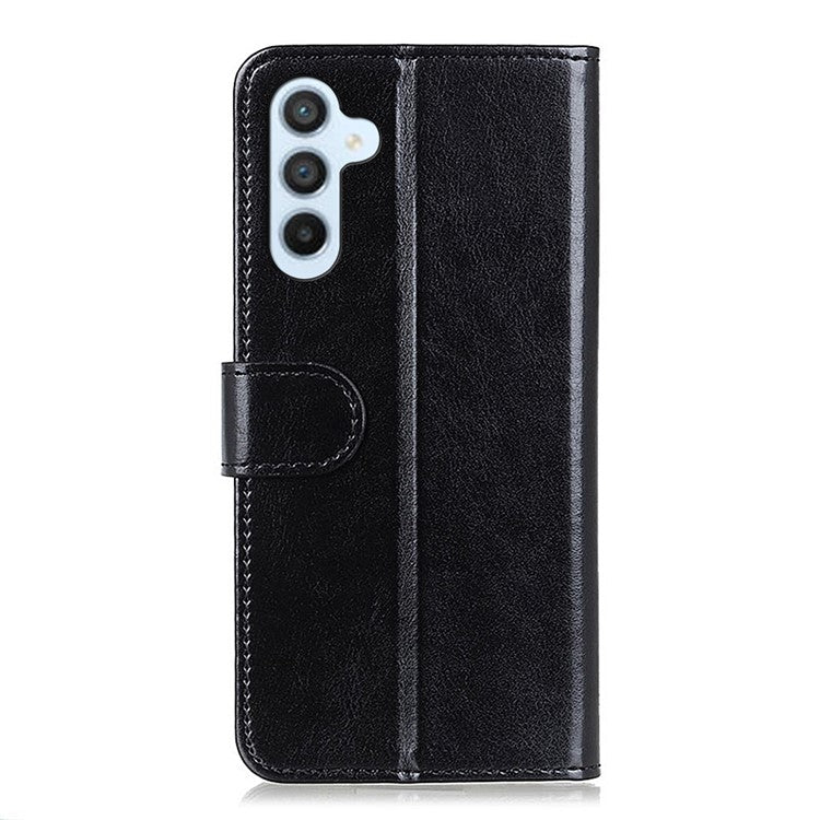 For Samsung Galaxy A35 5G Case Crazy Horse Texture Leather Stand Cover - Black