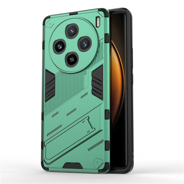 For vivo X100 5G Kickstand Cover PC+TPU Shockproof Protective Case - Green