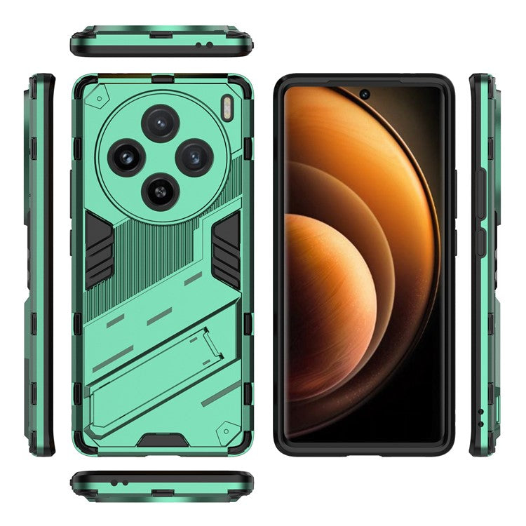 For vivo X100 5G Kickstand Cover PC+TPU Shockproof Protective Case - Green