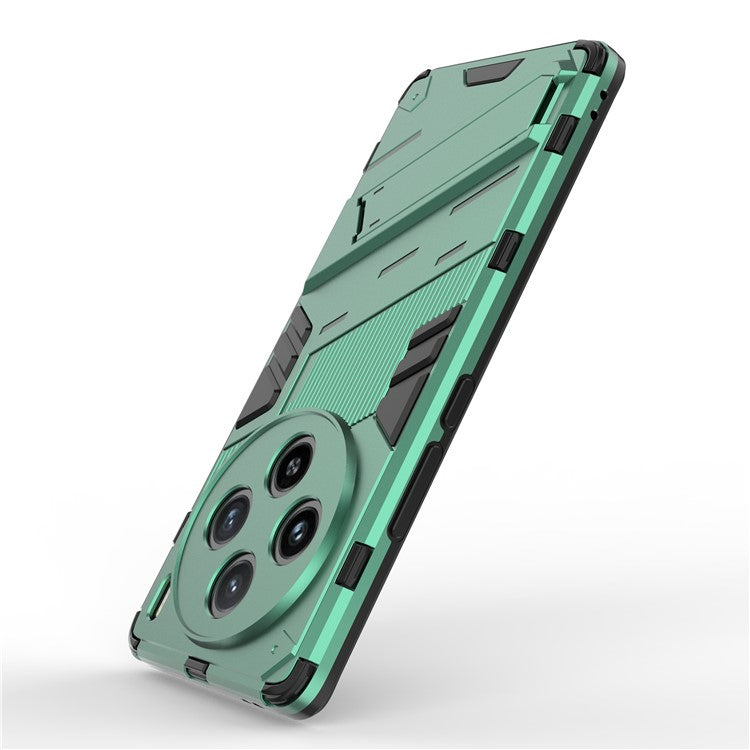 For vivo X100 5G Kickstand Cover PC+TPU Shockproof Protective Case - Green