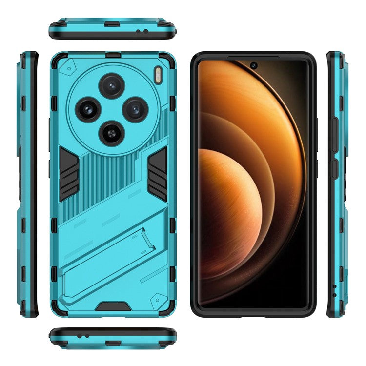 For vivo X100 5G Kickstand Cover PC+TPU Shockproof Protective Case - Baby Blue