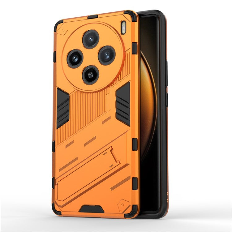 For vivo X100 5G Kickstand Cover PC+TPU Shockproof Protective Case - Orange