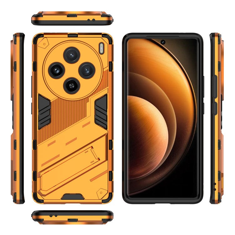 For vivo X100 5G Kickstand Cover PC+TPU Shockproof Protective Case - Orange