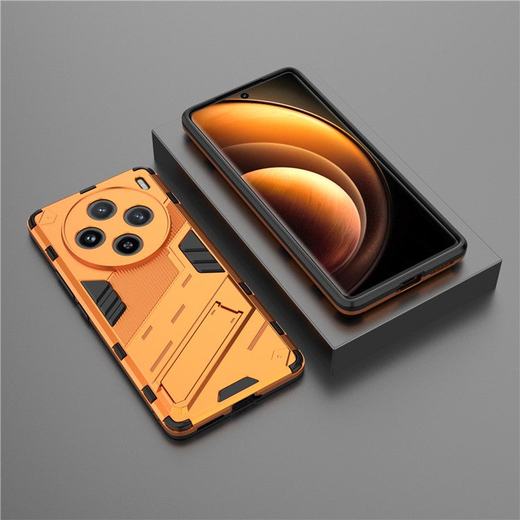 For vivo X100 5G Kickstand Cover PC+TPU Shockproof Protective Case - Orange