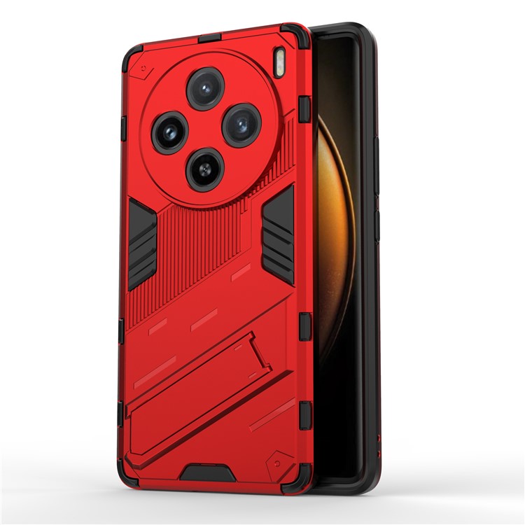 For vivo X100 5G Kickstand Cover PC+TPU Shockproof Protective Case - Red