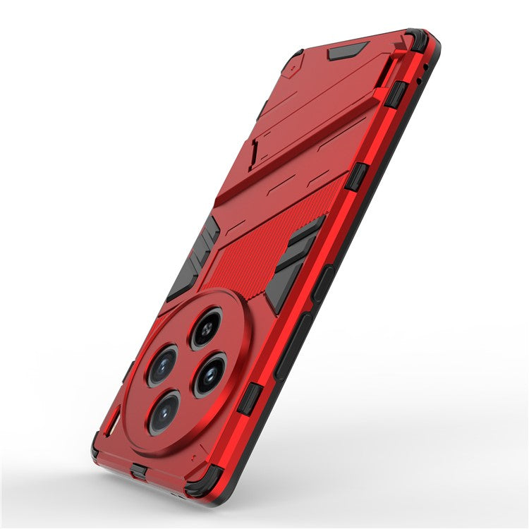 For vivo X100 5G Kickstand Cover PC+TPU Shockproof Protective Case - Red