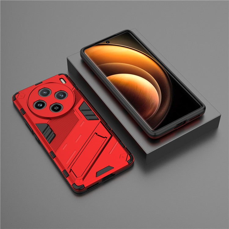 For vivo X100 5G Kickstand Cover PC+TPU Shockproof Protective Case - Red