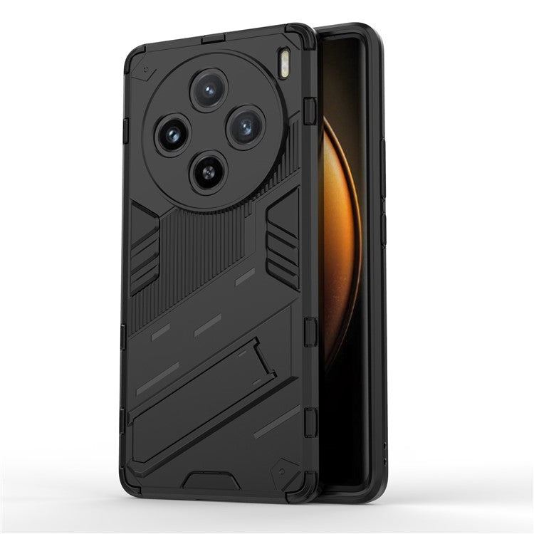 For vivo X100 5G Kickstand Cover PC+TPU Shockproof Protective Case - Black