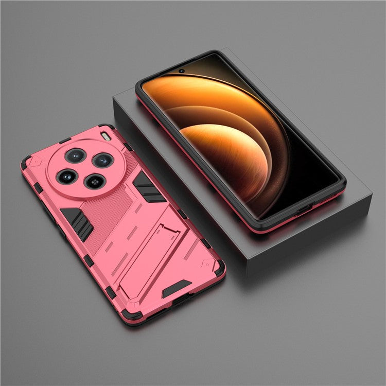 For vivo X100 5G Kickstand Cover PC+TPU Shockproof Protective Case - Rose