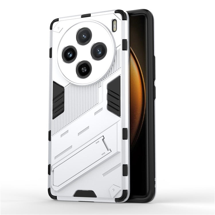 For vivo X100 5G Kickstand Cover PC+TPU Shockproof Protective Case - White